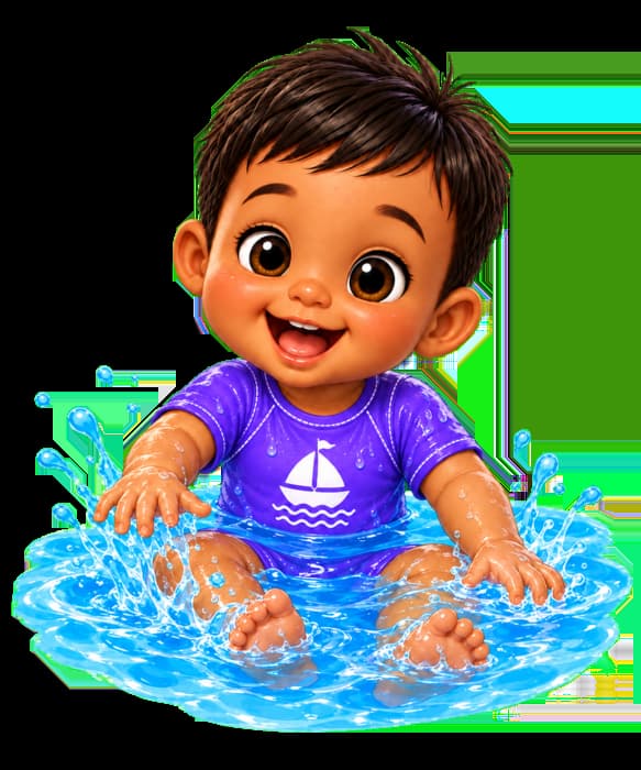 Noah profite joyeusement de l’eau chaude