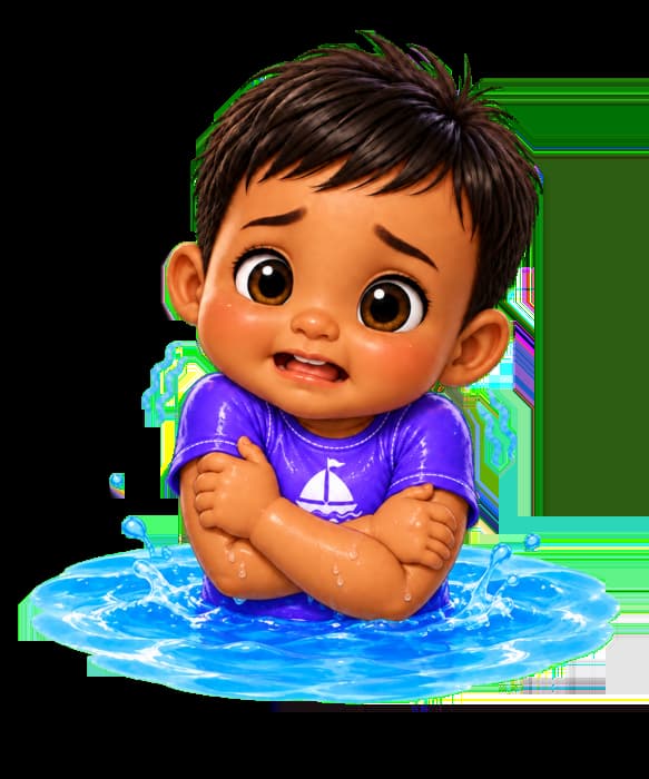 Noah réagit à une eau trop froide